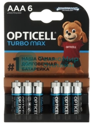 Батарея Opticell Turbo MAX LR03 AAA (6шт) блистер