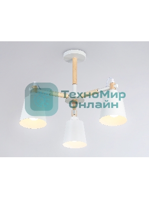 Светильник Ambrella light TR82204/3 WH/LW белый/светлое дерево E27/3 max 40W D560*430