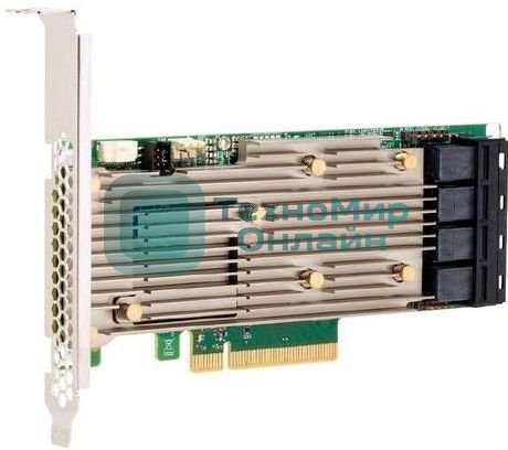 Контроллер MegaRAID 9460-16I SGL (05-50011-00), PCIe 3.1 x8 LP, SAS/SATA/NVMe, RAID 0,1,5,6,10,50,60, 16port(4 * int SFF8643), 4Gb Cache, 3516ROC