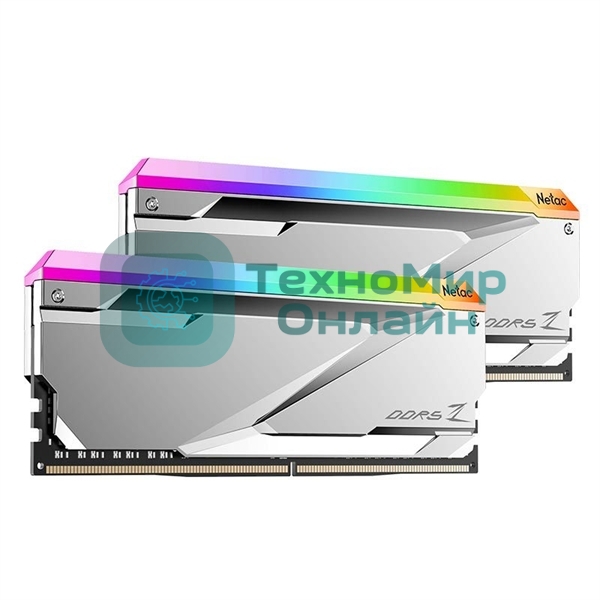 Оперативная память NETAC, DDR5, 32GB (2x16 GB), 7600 MHz, CL36, DIMM, ECC, радиатор, RGB, серебристый