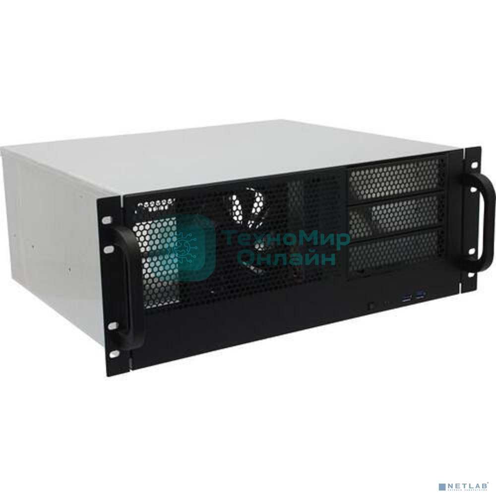 Корпус 4U server case Procase RM438-B-0 3x5.25+8HDD,черный,без блока питания,глубина 380мм, MB ATX 12