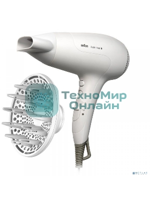 Фен Braun HD385 Satin Hair 3 белый, 2000 Вт, ионизация
