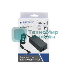 Блок питания Gembird для ноутбуков ACER, ASUS NPA-AC36, 19В/3.42А, 65Вт, штекер 3х1.1мм, коробка