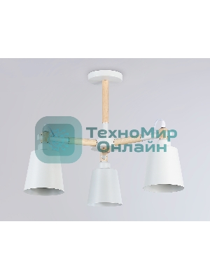 Светильник Ambrella light TR82204/3 WH/LW белый/светлое дерево E27/3 max 40W D560*430