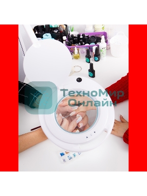 Лупа на струбцине Rexant, круглая, 3D, с подсветкой 60 LED, сенсорный регулятор яркости, белая