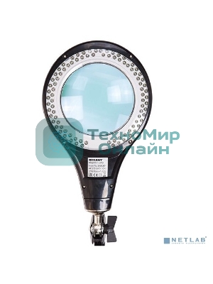 Лупа на струбцине Rexant, круглая, 5D, с подсветкой 56 SMD LED, черная