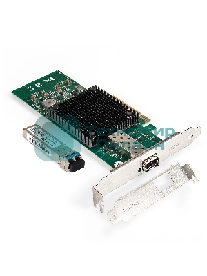 Комплект: Сетевой адаптер SFP+ ExeGate EXE-X520-DA1 + Трансивер Single-Mode до 10км EXT-10G-SM1310-LC2-10KM (EX296227RUS PCI-E x8 v2.0, порты 1x SFP+ 10Gb/s (10/5/2.5/1Gb/s, 100Mb/s), Server NIC Intel Chipset JL82599EN + EX298326RUS: Tx:1310/Rx:1310 нм, до 10 км, разъем Duplex LC)