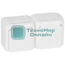 Розетка Legrand 2-м ОП Quteo 16А с защитной крышкой, защитные шторки, с заземлением IP44 белая Leg 782323