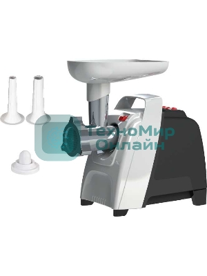 Мясорубка электрическая Аксион М61.01 черно-серебристый, 2000 Вт, 4.0 кг/мин, реверс, защита от перегрузки, насадки - 4
