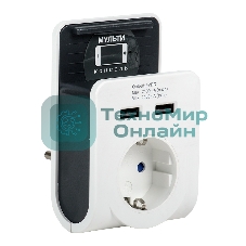 Адаптер-переходник IEK Т-02/01 (1 розетка) белый (блистер)