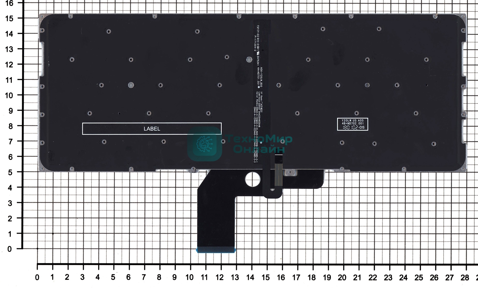 Клавиатура для ноутбука Xiaomi Mi Air 13.3 черная с подсветкой