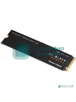 Накопитель SSD WD 1Tb Black SN850X, M.2(22x80мм), NVMe, PCIe 4.0 x4, 3D TLC, R/W 7300/6300Mb/s, IOPs 800 000/1 100 000, TbW 600, DWPD 0.3 (12 мес.)