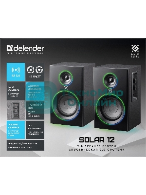 Акустическая 2.0 система Defender Solar 12 12 Вт, подсветка, BT, 230В