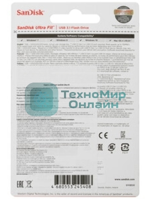 Флешка USB Sandisk 64Gb ULTRA FIT SDCZ430-064G-G46 USB3.1 черный