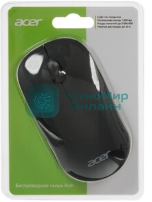 Мышь беспроводная Acer OMR130 черный, 1200 dpi, радиоканал, USB, кнопки - 3