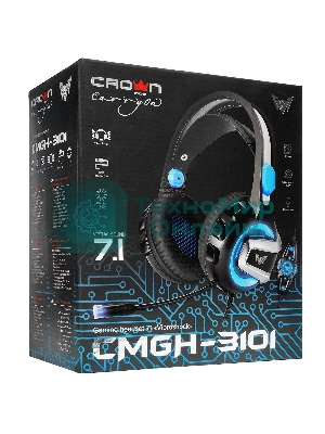Гарнитура Crown CMGH-3101 чёрный/синий, проводная, подсветка