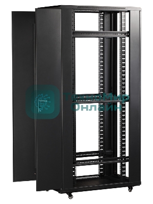 Шкаф коммутационный Lanmaster (TWT-CBB-42U-6X10-P1) 42U 600x1000 мм пер. дв. перфор. задн. дв. перфор. 2-хст. 2 бок. пан. 800 кг черный IP20