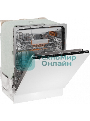 Посудомоечная машина встраиваемая Gorenje GV673B65 16 комплектов, 3 корзины, инверторный мотор, отсрочка старта, Wi-Fi управление, сенсорное управление, полный AquaStop, сенсор уровня воды, энергоэффективность А+++, уровень шума 42 дБ, белый