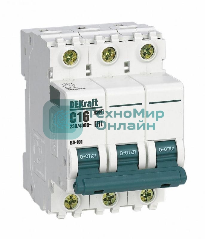 Выключатель автоматический модульный 3п D 63А 4.5кА ВА-101 DeKraft 11132DEK