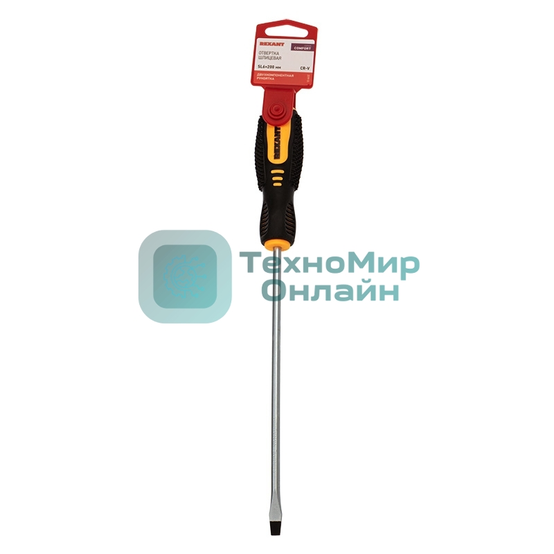 Отвертка шлицевая Rexant SL 6х200 мм, двухкомпонентная рукоятка