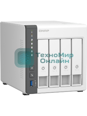 Сетевое хранилище SMB QNAP TS-433-4G NAS 4 HDD trays. ARM 4-core Cortex-A55 2.0GHz, ram 4 Gb (max), 1x1GbE, 1x2.5GbE, 2xUSB 2.0 port,1xUSB 3.2 Gen 1