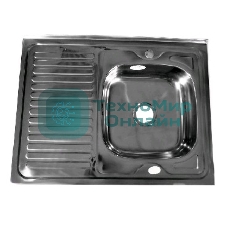 Мойка FABIA 62275R 80х60 наклад правая 0.6 мм + большой сифон с переливом накладная, правая, толщина 0,6 мм, глубина 160 мм