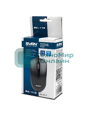 Мышь проводная SVEN RX-112 черный, 800 dpi, USB, кнопки - 3