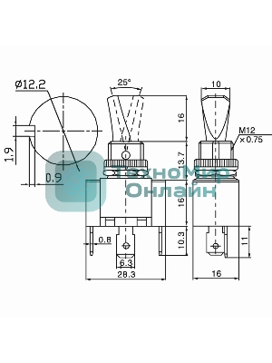 Тумблер Rexant 12V 30А (3c) ON-OFF однополюсныйс красной LED подсветкой (ASW-07D-2) (в упак. 1шт.)