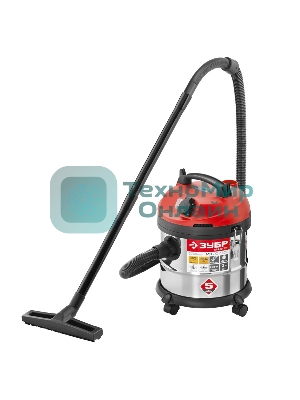 Строительный пылесос Зубр МАСТЕР ПУ-20-1400 М3 серый/красный, 1400 Вт, уборка сухая/влажная/выдув, пылесборник мешок/контейнер, 20 л