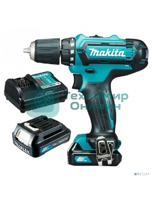 Дрель-шуруповерт Makita DF333DWAE, 12 В, 2 Ач, 30 Нм, щеточный