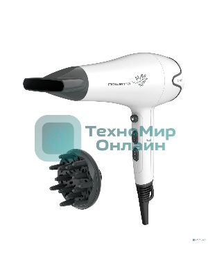 Фен Rowenta Pure Collection Motion Dry CV5708F0 белый/серый, 2200 Вт