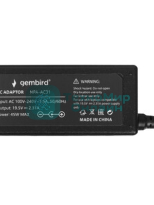Блок питания Gembird для ноутбуков HP NPA-AC31, 19.5В/2.31А, 45Вт, штекер 4.5x3мм