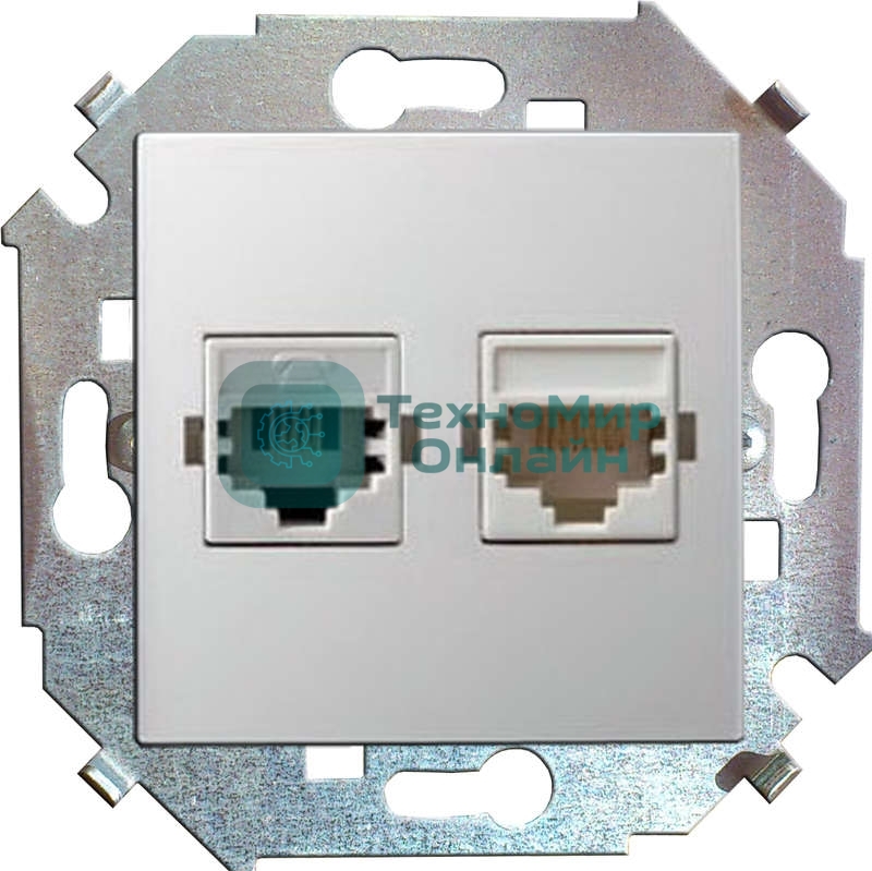 Розетка компьютерная двойная RJ45 кат.5е, Systimax 1591593-030 Simon белый