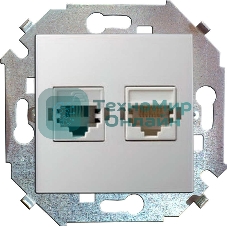 Розетка компьютерная двойная RJ45 кат.5е, Systimax 1591593-030 Simon белый