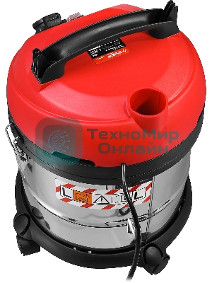 Строительный пылесос Зубр МАСТЕР ПУ-20-1400 М3 серый/красный, 1400 Вт, уборка сухая/влажная/выдув, пылесборник мешок/контейнер, 20 л