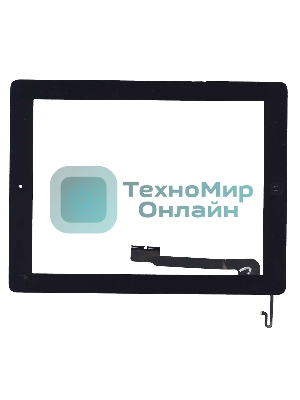 Сенсорное стекло (тачскрин) для iPad 4 черное с кнопкой OEM