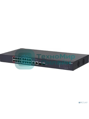Коммутатор Dahua DH-CS4218-16ET-135 (L2) 16x100Мбит/с 2xКомбо (1000BASE-T/SFP) 16PoE 135W управляемый