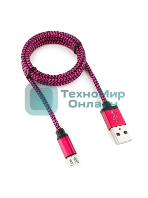 Кабель Gembird USB 2.0 Cablexpert AM/microBM 5P, 1м, нейлоновая оплетка, алюминиевые разъемы, фиолетовый, пакет