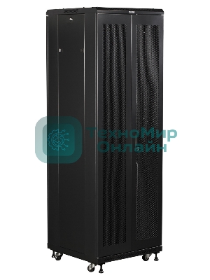 Шкаф коммутационный Lanmaster (TWT-CBB-42U-6X10-P1) 42U 600x1000 мм пер. дв. перфор. задн. дв. перфор. 2-хст. 2 бок. пан. 800 кг черный IP20