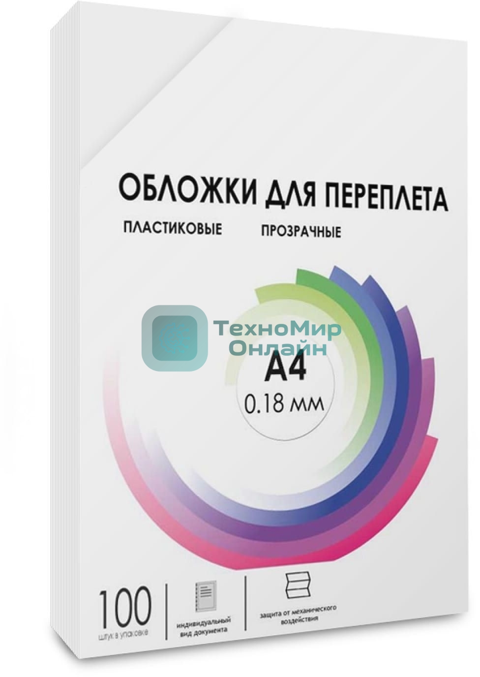 Обложки для переплета Heleos A4 180мкм прозрачный (100шт) PCA4-180