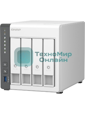 Сетевое хранилище SMB QNAP TS-433-4G NAS 4 HDD trays. ARM 4-core Cortex-A55 2.0GHz, ram 4 Gb (max), 1x1GbE, 1x2.5GbE, 2xUSB 2.0 port,1xUSB 3.2 Gen 1
