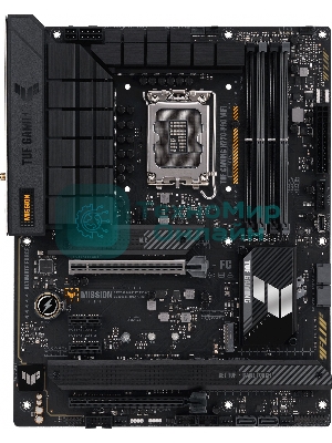 Материнская плата ASUS TUF GAMING H770-PRO WIFI, LGA 1700, Intel H770, 4xDDR5, 4xSATA, 4xM.2, 1xPCIe 5.0 x16, 1xPCIe 4.0 x4, 2xUSB-A 3.2 Gen 2, 4xUSB-A 3.2 Gen 1, 1xUSB-C 3.2 Gen 2x2, 1x2.5Gb LAN, 5x3.5 мм, 7.1, Standard-ATX
