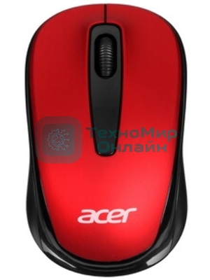 Мышь беспроводная Acer OMR136 красный, 1000 dpi, радиоканал, USB, кнопки - 3