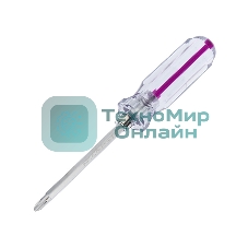 Отверткакомбинированная Rexant, прозрачная рукоятка, двухсторонний стержень 120 мм (крестовая PH 2, шлицевая SL 6 мм)