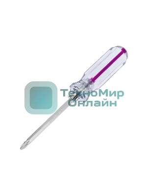 Отверткакомбинированная Rexant, прозрачная рукоятка, двухсторонний стержень 120 мм (крестовая PH 2, шлицевая SL 6 мм)