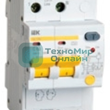 Выключатель автоматический дифференциального тока 2п B 16А 30мА тип A 4.5кА АД-12М IEK MAD12-2-016-B-030