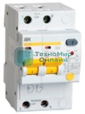 Выключатель автоматический дифференциального тока 2п B 16А 30мА тип A 4.5кА АД-12М IEK MAD12-2-016-B-030