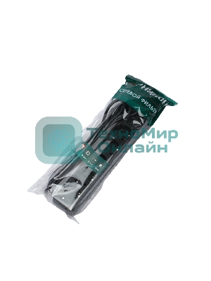 Сетевой фильтр Гарнизон ECL-6-B-1.8, 6 р, 10А, 1.8 м, ур.защиты 4, черный, пакет