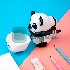 Точилка для карандашей механическая Deli Панда E0518, 1 отверстие, пластик, черный