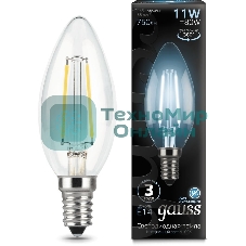 Лампа светодиодная филаментная Gauss Black Filament 11Вт свеча 4100К E14